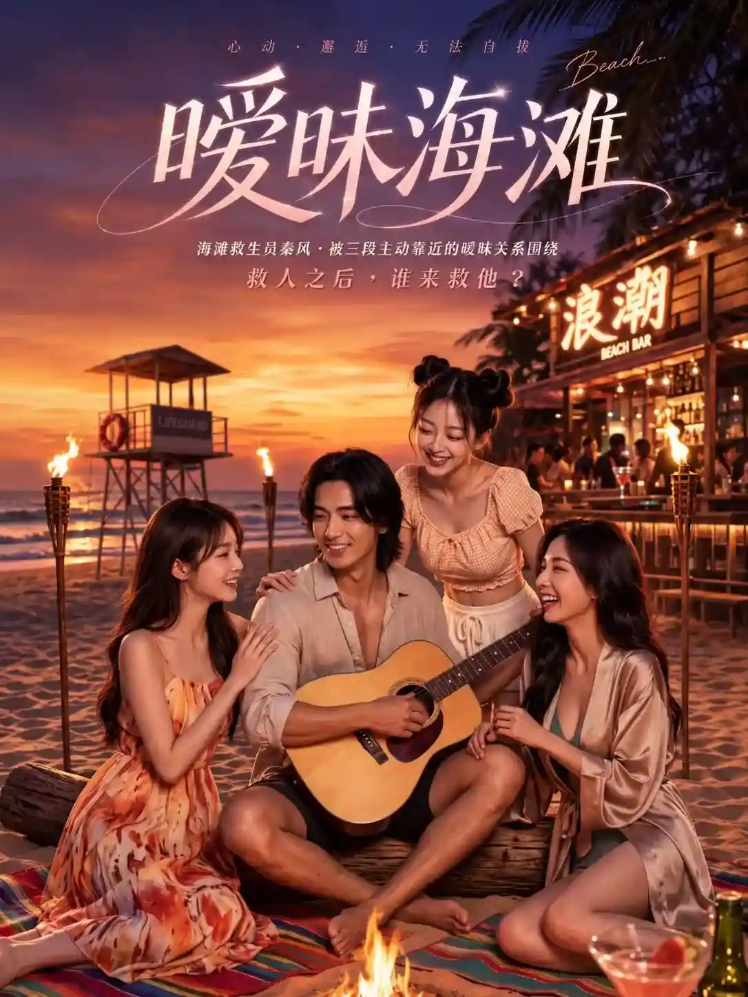 黄果短剧《暧昧海滩》海边情感作品海报